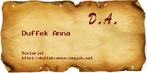 Duffek Anna névjegykártya